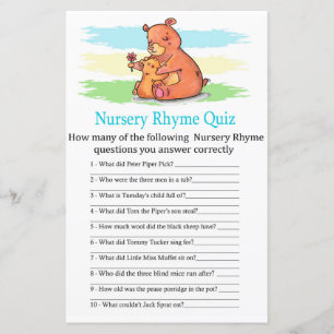 Bear Kinderzimmer Rhyme Quiz Babydusche