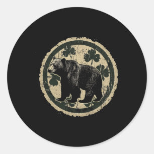 Bear - Kleeblatt St. Patrick's Day Saint Paddys Ir Runder Aufkleber