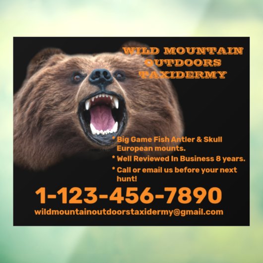 Bear Large Game Taxidermy Shop anpassen Fensteraufkleber (Blatt 3)