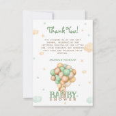 Bear Light Green Balloons Babydusche Vielen Dank Dankeskarte (Vorderseite)