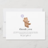 Bear Lila Ballon Danke Karte (Vorderseite)