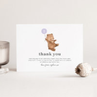 Bear Lila Ballon Danke Karte