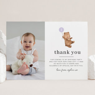 Bear Lila Balloon Foto Danke, Card Einladung