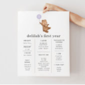 Bear Lila Balloon Milestone Poster