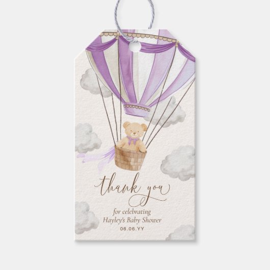 Bear Lilac Bearly Wait Teddy Bear Lilac Dankeschön Geschenkanhänger (Vorderseite)