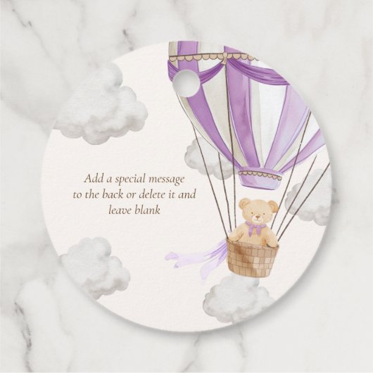 Bear Lilac Bearly Wait Teddy Bear Lilac Dankeschön Geschenkanhänger (Rückseite)