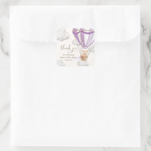 Bear Lilac Bearly Wait Teddy Bear Lilac Dankeschön Quadratischer Aufkleber (Tasche)