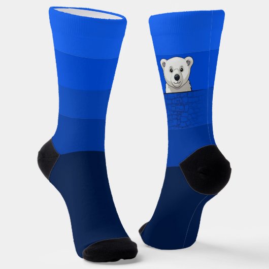 Bear looking over wall, Dark Blue Shades Socken (Gewinkelt)