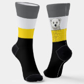 Bear looking over wall, Yellow, Black and Gray Socken (Gewinkelt)