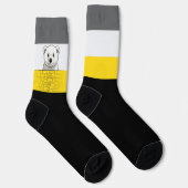 Bear looking over wall, Yellow, Black and Gray Socken (Rechts)