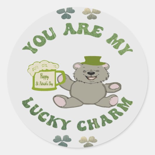 Bear Lucky Charm Runder Aufkleber (Vorderseite)