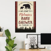 Bear Lumberjack Baby Dusche Begrüßungszeichen Plak Poster (Heimbüro)
