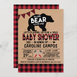 Bear Lumberjack Flannel Babydusche Einladung