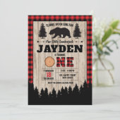 Bear Lumberjack Geburtstagseinladung. Boy Birthday Einladung (Stehend Vorderseite)