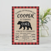 Bear Lumberjack Geburtstagsparty Einladung (Stehend Vorderseite)