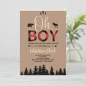 Bear Lumberjack Red Flannel Boy Baby Dusche Einladung (Stehend Vorderseite)