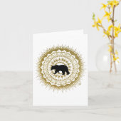 Bear Mandala Faltkarte Karte (Gelbe Blume)