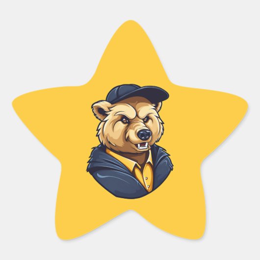 Bear Mascot | Blue & Gold - Uni Stern-Aufkleber (Vorderseite)