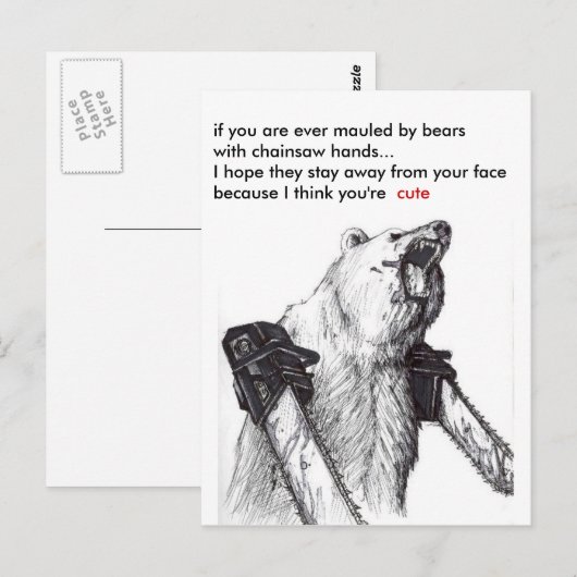 Bear Mauling Romance Postkarte (Vorne/Hinten)