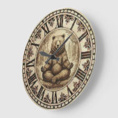Bear Meditation Wall Clock - Calm Rustic Decor Große Wanduhr (Winkel)
