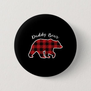 Bear Men Red Kariert Christmas Pajama Vater Gif Button