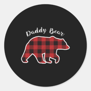 Bear Men Red Kariert Christmas Pajama Vater Gif Runder Aufkleber