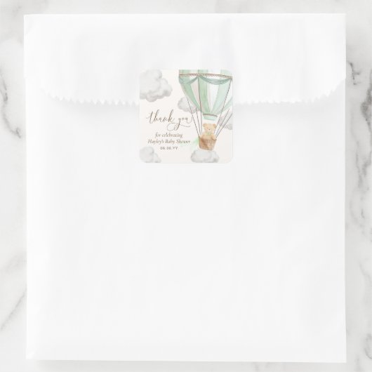 Bear Mint Bear Mint (Vorwarte) Danke Babydusche Quadratischer Aufkleber (Tasche)