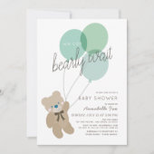 Bear Mint Green Baby Shower Einladung abwarten (Vorderseite)