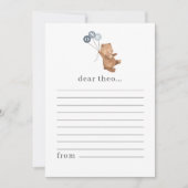 Bear mit 3 Blue Balloons Time Capsule Note Card Feiertagskarte (Vorderseite)