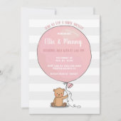 Bear mit Balloon Baby Shower Einladung | Rosa (Vorderseite)