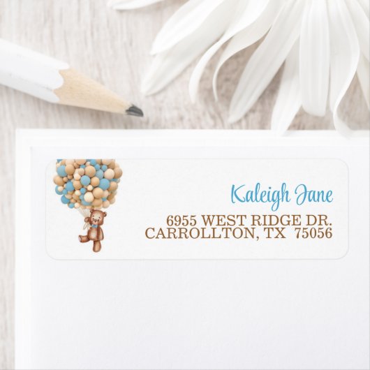 Bear mit Balloons-Adressetikett (Insitu)