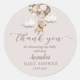 Bear mit Balloons Danke Runder Aufkleber