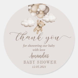 Bear mit Balloons Danke Runder Aufkleber