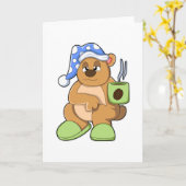 Bear mit Cup of Coffee & Sleepyhead Karte (Gelbe Blume)