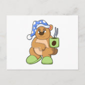 Bear mit Cup of Coffee & Sleepyhead Postkarte (Vorderseite)