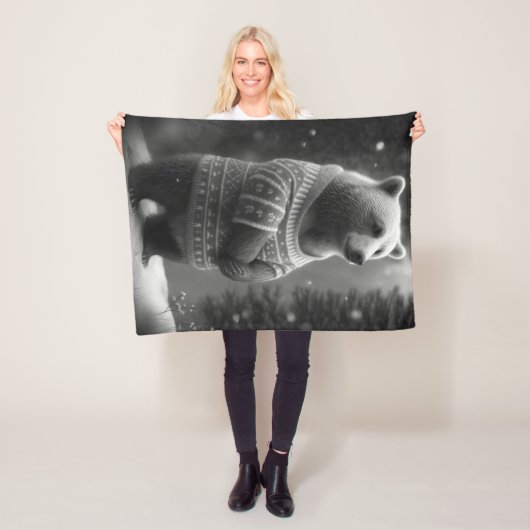 Bear mit einem gemütlichen Pullover Fleecedecke (Beispiel)