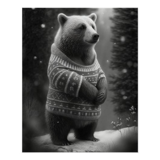 Bear mit einem gemütlichen Pullover Poster (Vorderseite)