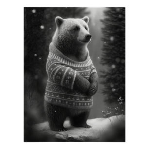 Bear mit einem gemütlichen Pullover Poster