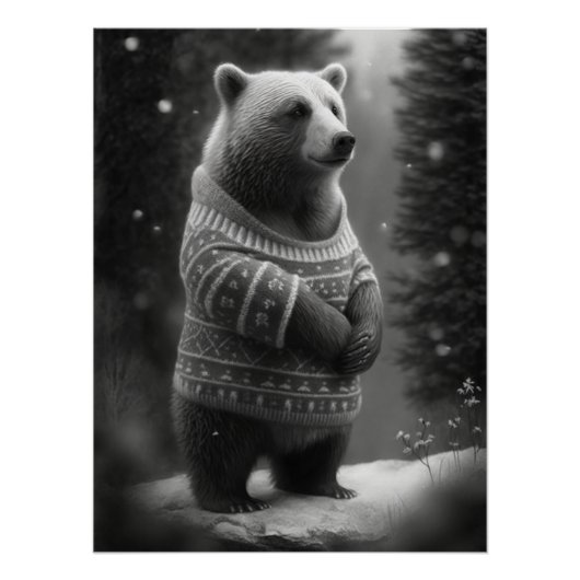 Bear mit einem gemütlichen Pullover Poster (Vorderseite)
