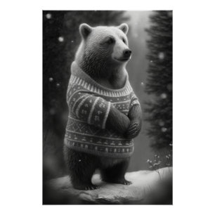Bear mit einem gemütlichen Pullover Poster