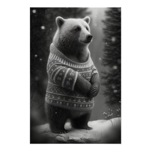 Bear mit einem gemütlichen Pullover Poster (Vorderseite)
