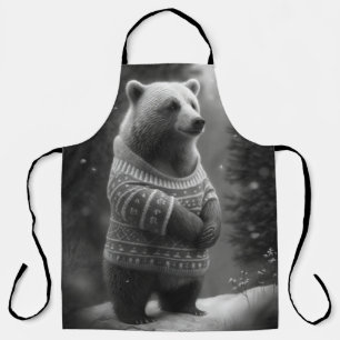 Bear mit einem gemütlichen Pullover Schürze