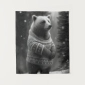 Bear mit einem gemütlichen Pullover Wandteppich (Vorderseite)