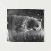 Bear mit einem gemütlichen Pullover Wandteppich (Vorderseite (Horizontal))