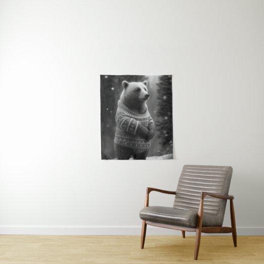 Bear mit einem gemütlichen Pullover Wandteppich (Beispiel)