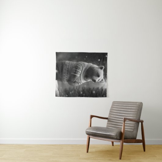 Bear mit einem gemütlichen Pullover Wandteppich (Beispiel (Horizontal))