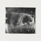 Bear mit einem gemütlichen Pullover Wandteppich (Vorderseite (Horizontal))