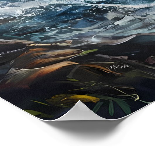 Bear mit einem schimmernden Fisch Poster (Ecke)