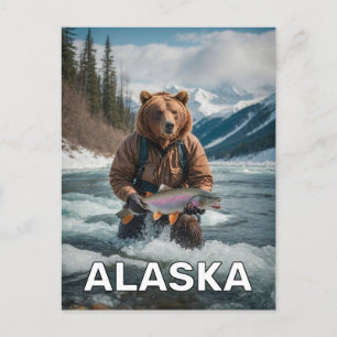 Bear mit Fisch in Alaska Postkarte