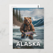 Bear mit Fisch in Alaska Postkarte (Vorne/Hinten)